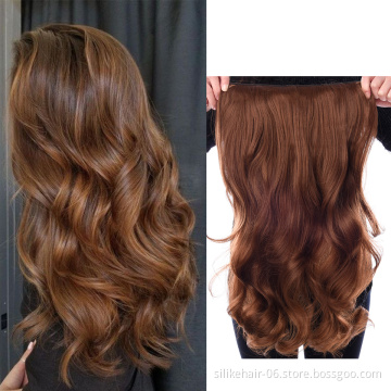 Natural Blonde Brown Black 24 inch Heat Resistant Fiber Long Wavy One Piece Clip in Hair Extension Synthetic Hair Extensions